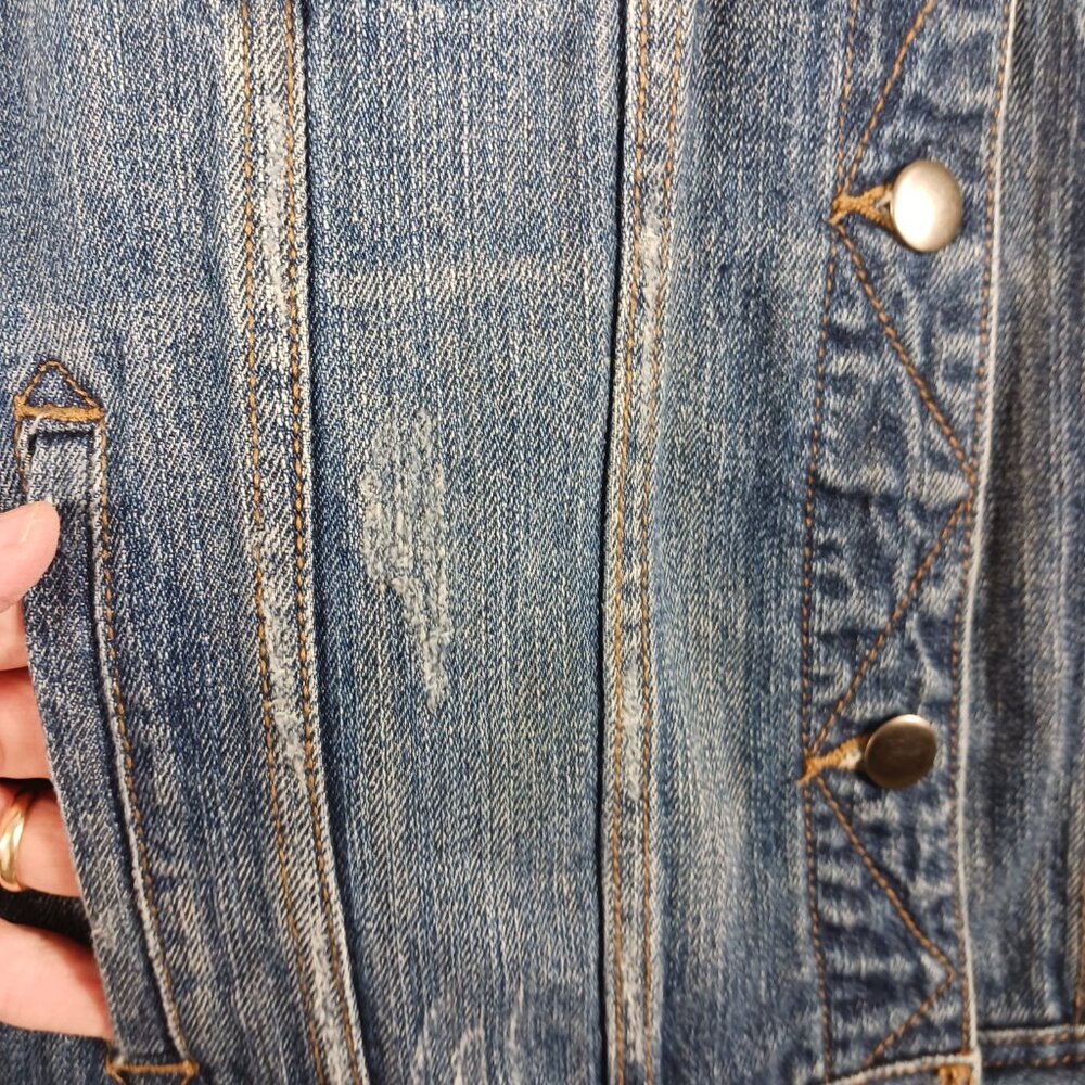 Denim Vest by Forever 21 Distressed Style Size Medium, Coastal Cowgirl, Western - Picture 6 of 16